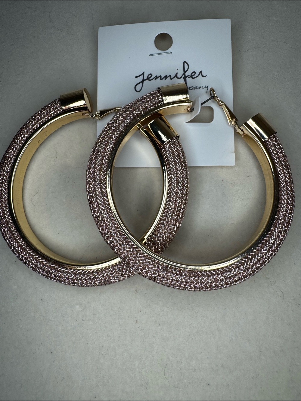 New Jennifer & Co Rose-Gold and gold tone Woven Hoop Earrings